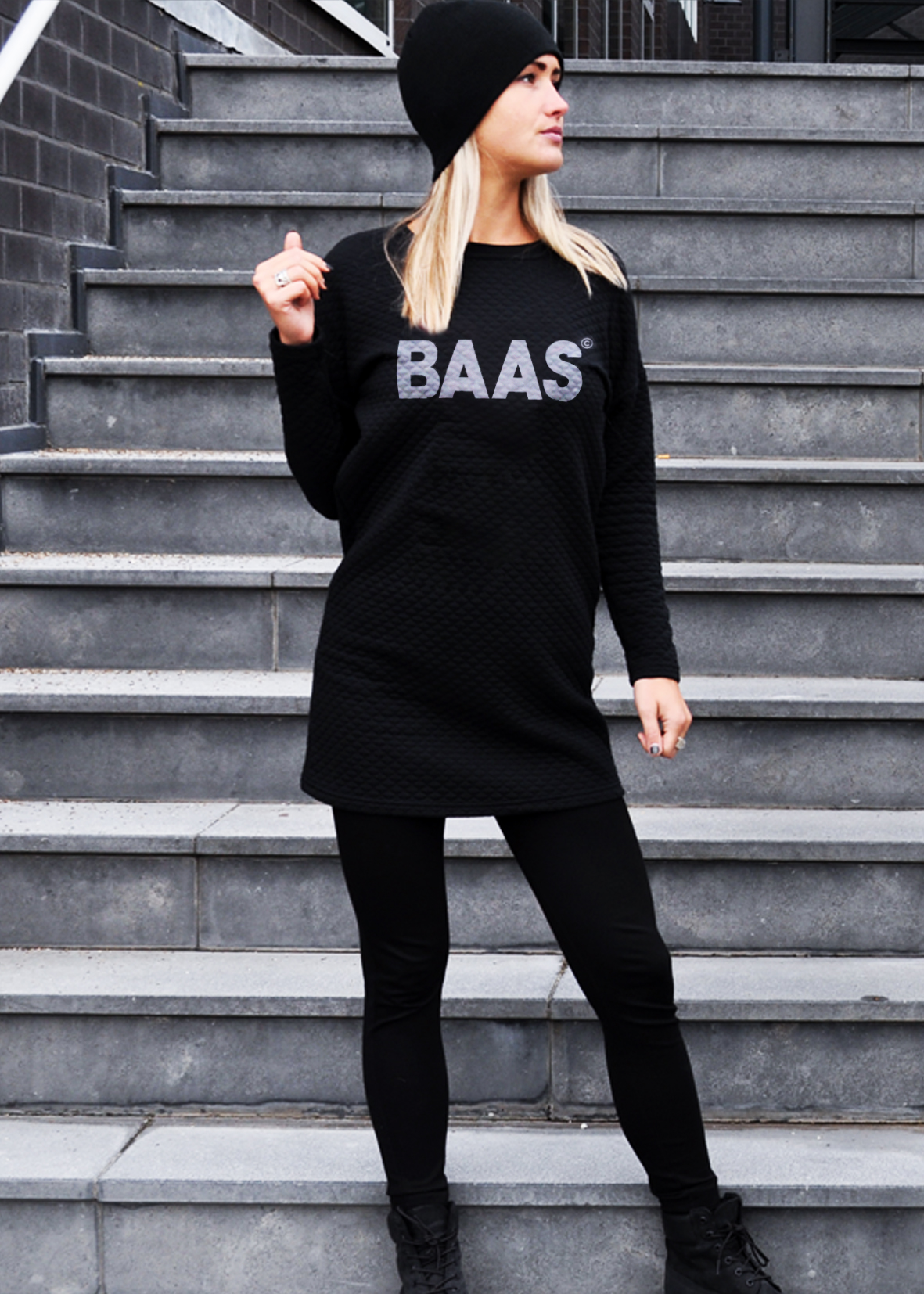 heel fijn Verdorde beklimmen Dames Sweater Dress BAAS Zwart - Badass Fashion