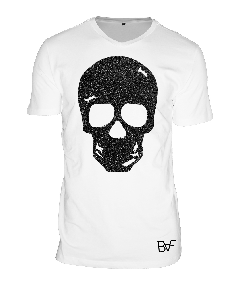rijk snel gesprek Heren T-Shirt Wit Skull glitter. - Badass Fashion